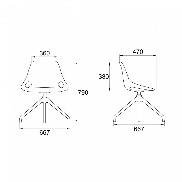 Стул "Q5 SW КРЕСЛО на базе SWISS с пластиковыми глайдерами, черный - Вид 3
