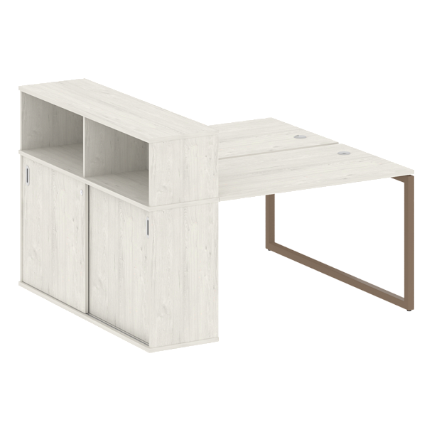 Metal System Quattro Р. ст. с шкафом-купе на О-образном м/к 40БО.РС-СШК-2.2 Т Дуб наварра/Мокко металл 1610*1475*1098 - Вид 1