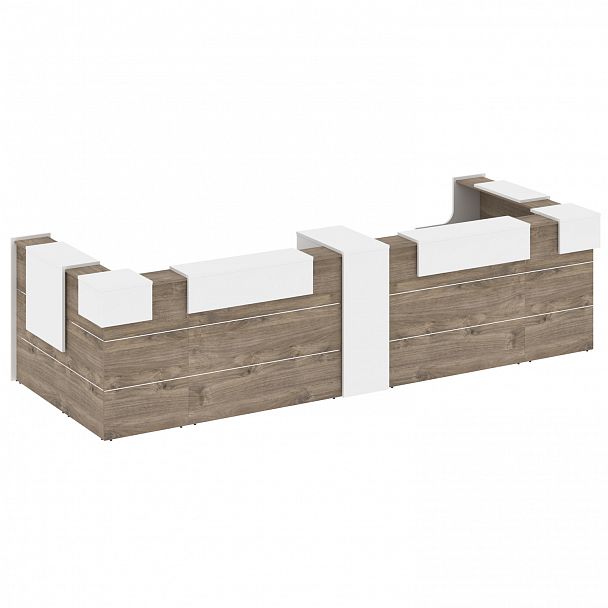 Ресепшн П-образный "Onix" O.R-K-37 тиквуд темный/белый - Вид 2