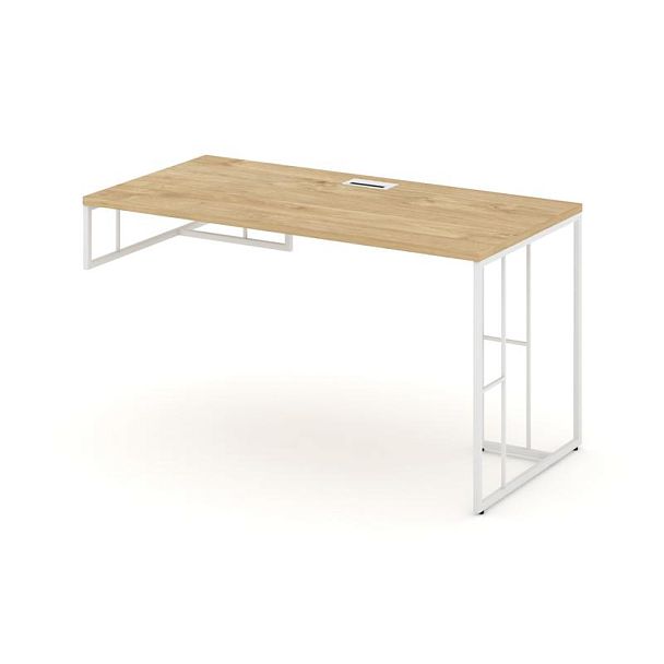 Rift Стол письменный для опорной тумбы левый RF.SPOT-013 (L) Тиквуд Светлый/Металл Белый 1380*700*750 - Вид 1