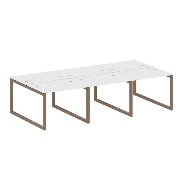 Metal System Quattro Р. ст. на 6 раб. места на О-образном м/к 50БО.СМ-6.1 Белый/Мокко металл 3000*1475*750 - Вид 1