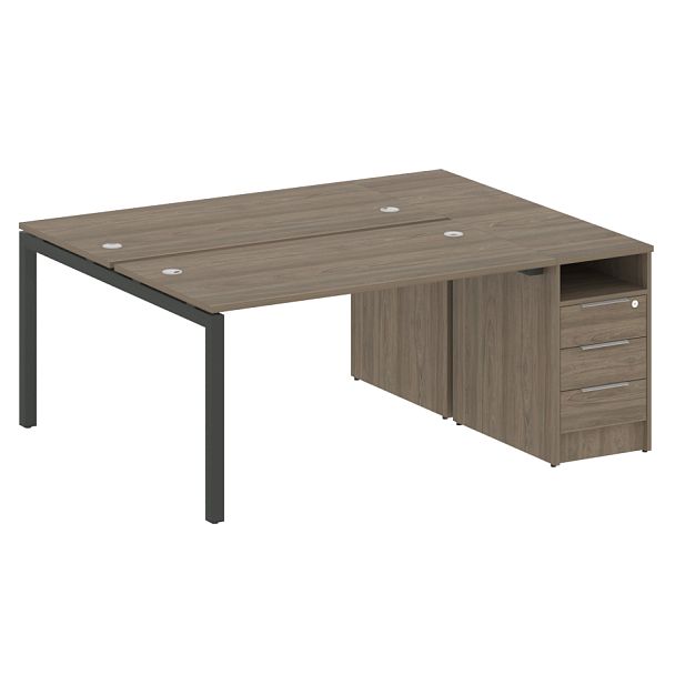 Metal System Quattro Р. ст. с тумбой на П-образном м/к 50БП.РС-СТП-2.3 Вяз/Антрацит металл 1812*1475*750 - Вид 1