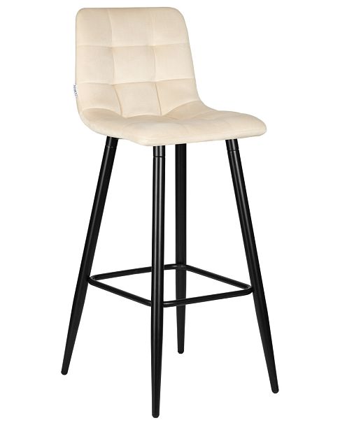 Стул барный DOBRIN NICOLE (черные матовые ножки, кремовый велюр (108-113)) - Вид 1