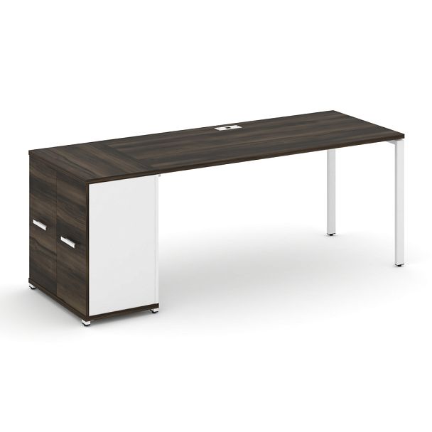 Concept Стол рабочий с опорным распаш. шкафом CN.SP-220 W Дуб Мали/Белый Бриллиант/Металл Белый 2000*720*750 - Вид 1