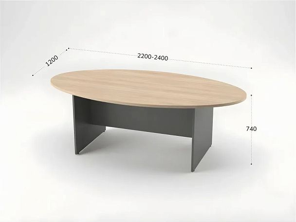 БЕРЛИН / BERLIN Конференц-стол овальный 2400х1200х740 Акация/Серый - Вид 1