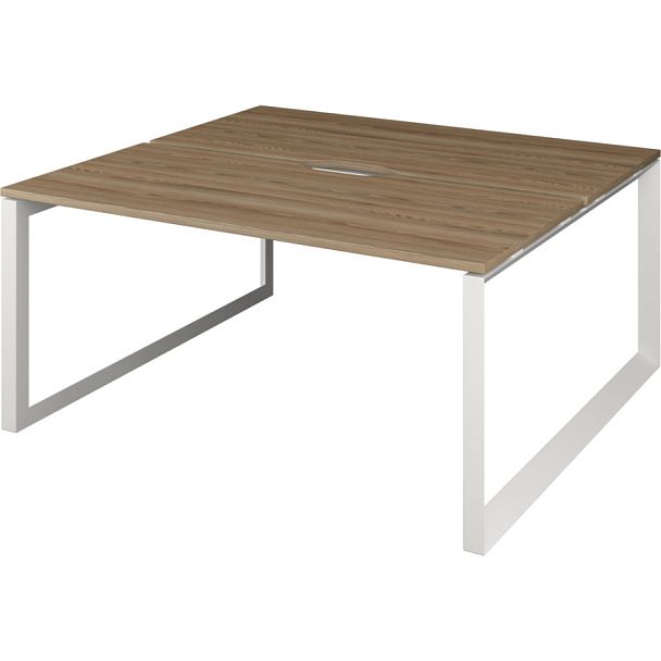 Бенч двойной на 2 рабочих места на металлокаркасе НТМП.О.Б2-120 Дуб сафари/Белый 1200x1496x750 Аргентум-МП - Вид 1