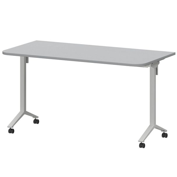 Стол мобильный складной радиусный МБ22-140.70Р Серый/Белый 1400x700x750 Моби - Вид 1