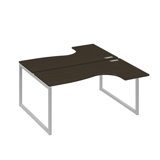 Рабочая станция QUATTRO (2х160) столы Классика эргономичные A4 А4 Б4 182 БП венге / металлокаркас серый - Вид 1