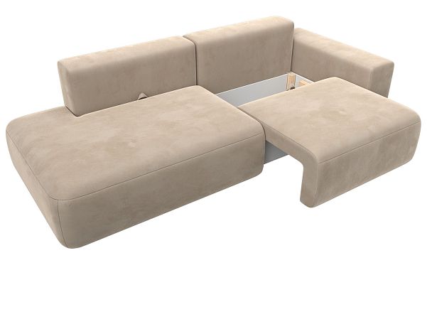 Диван прямой Лига-036 Модерн подлокотник справа Велюр бежевый - Вид 7