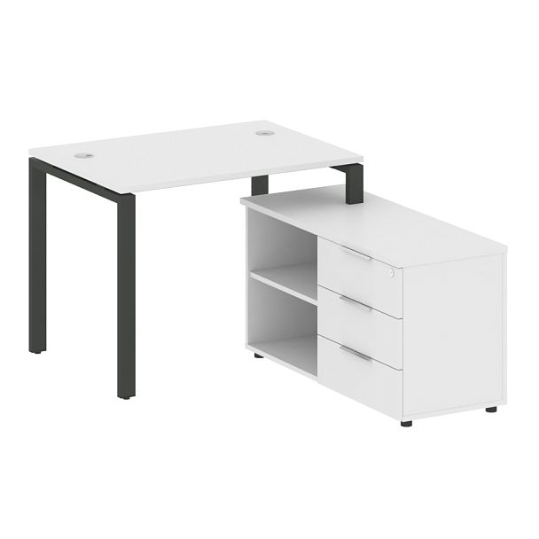 Metal System Р. ст. с тумбой на П-образном м/к БП.РС-СТС-2.1 (R) Белый/Антрацит металл 1100*1520*750 - Вид 1