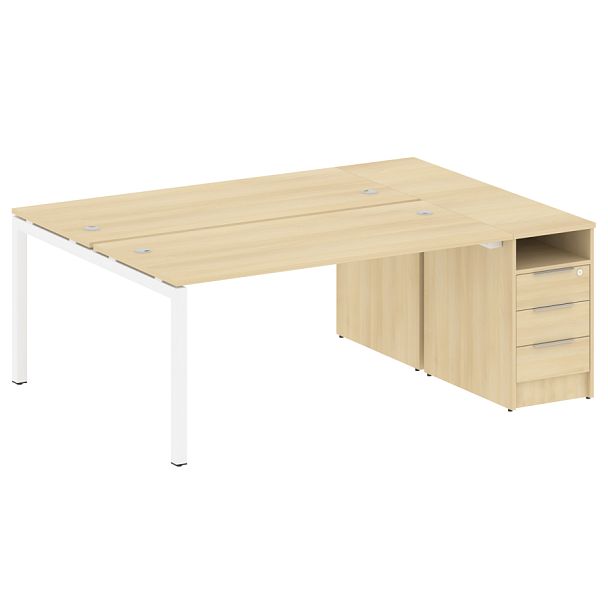 Metal System Quattro Р. ст. с тумбой на П-образном м/к 50БП.РС-СТП-2.4 Акация/Белый металл 2012*1475*750 - Вид 1