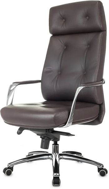 Кресло руководителя Бюрократ _DAO коричневый кожа крестов. алюминий - Вид 2