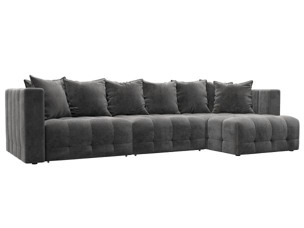 Диван угловой Лига-052 НПБ Лонг угол универсальный Велюр серый - Вид 1