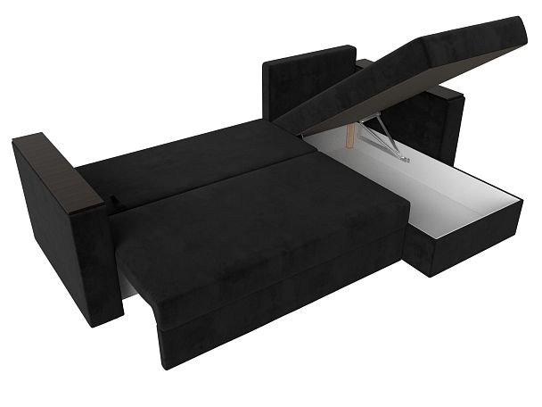 Угловой диван Атланта Лайт Б/С правый (полностью велюр черный) - Вид 7