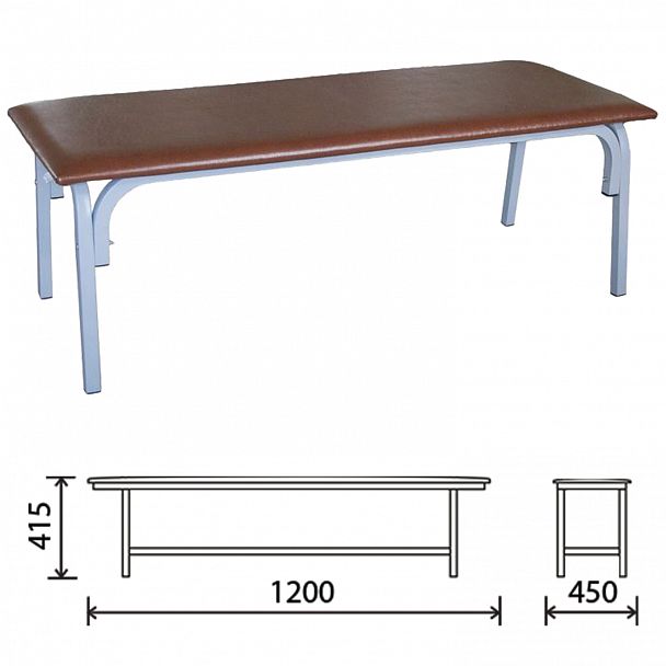 Банкетка без спинки "Астрид", 1200х450х415 мм, серый каркас, кожзам коричневый - Вид 2
