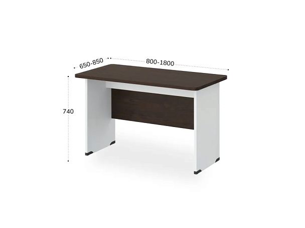 БЕРЛИН / BERLIN Стол прямой с вогнутой столешницей 650 мм 1600х650х740 Венге/Белый - Вид 3