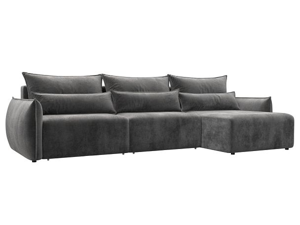 Диван угловой Лига-051 НПБ Лонг угол универсальный Велюр серый - Вид 1