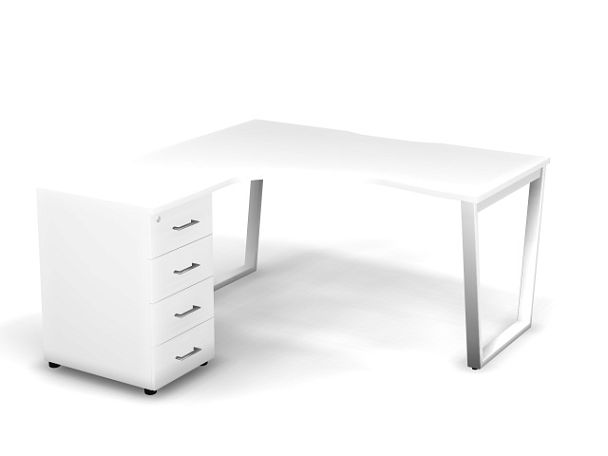 MATRIX 121S171-V Стол эгоном-й с тумбой L, проводник вырезной (V-обр. опоры) 1580х1580х775 Белый - Вид 1