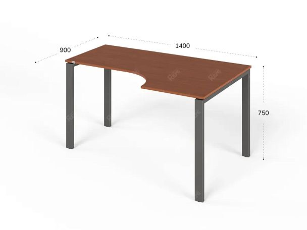 UNITY РМСУ9-14R ОРЕХ ИТАЛЬЯНСКИЙ Стол на металлокаркасе угловой правый 1400х900х750 - Вид 1