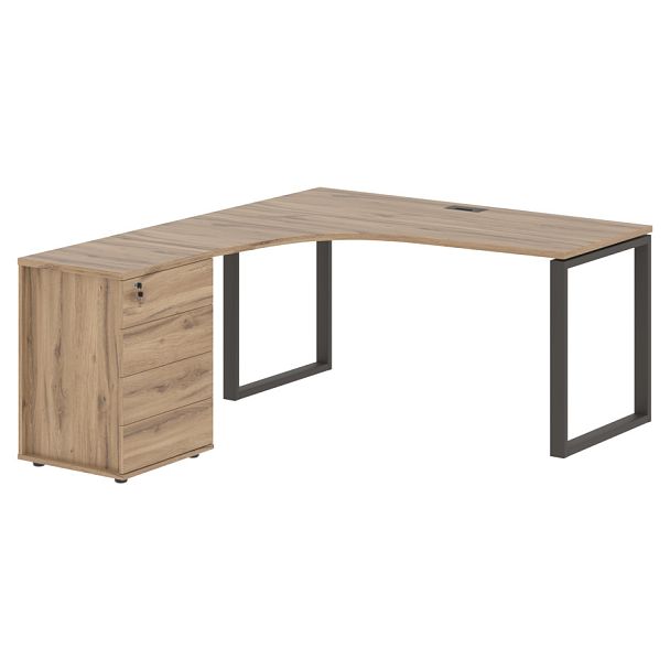 Стол эргономичный с тумбой EQCET 1518(L) Дуб Денвер светлый/Мокко 1560х1880х750 EDIS - Вид 1