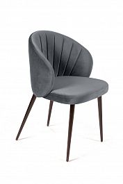 Стул Mont Blanc, бархат светло-серый 26 / черный конус - Фото предпросмотра