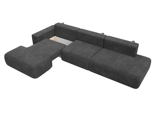 Диван угловой Лига-036 НПБ Модерн Лонг левый угол Велюр серый - Вид 7
