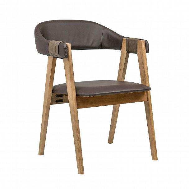 Полукресло Dolche, экокожа DOMUS chocolate, ремешки VALENCIA COFFEE, светлый орех - Вид 2