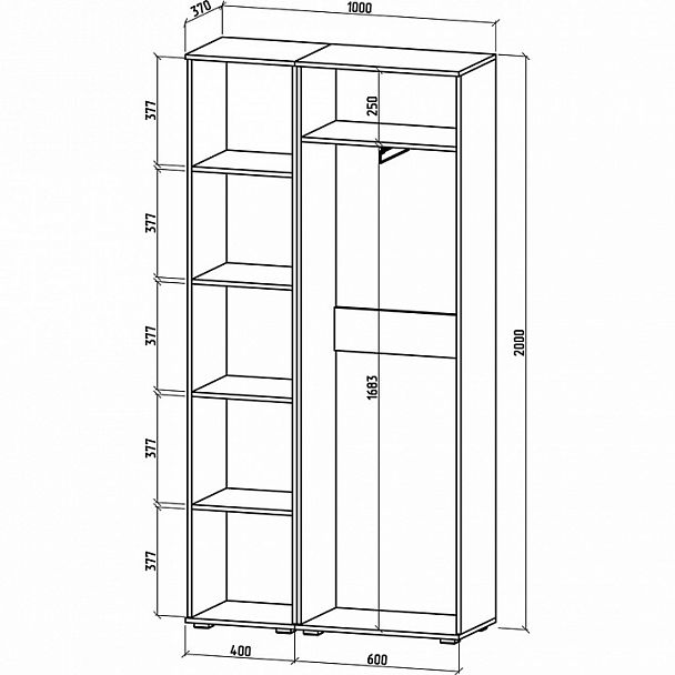 Шкаф платяной Тунис-5 - Вид 3