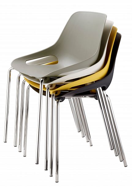 Стул Q5 (4 ножки) каркас хром, желтый, стопируемый - Вид 7