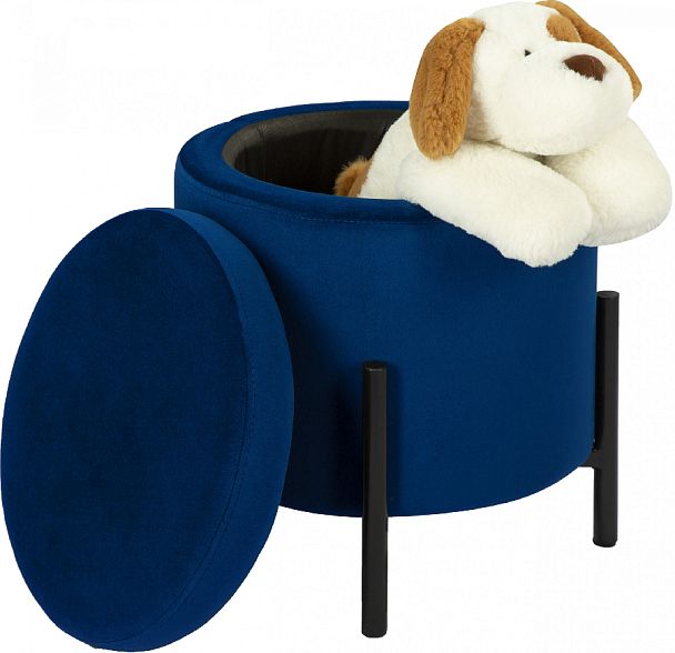 Комплект пуфов Кен с местом для хранения Синий велюр Confetti blue/черный, 2 шт. - Вид 3