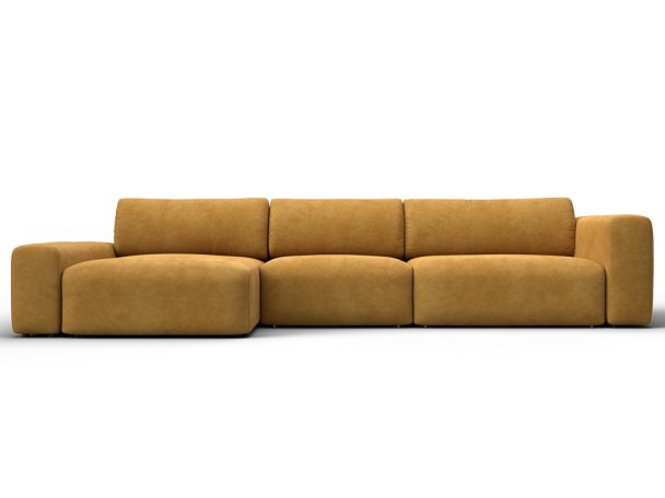 Диван угловой Лига-066 НПБ Лонг угол левый Велюр желтый - Вид 2