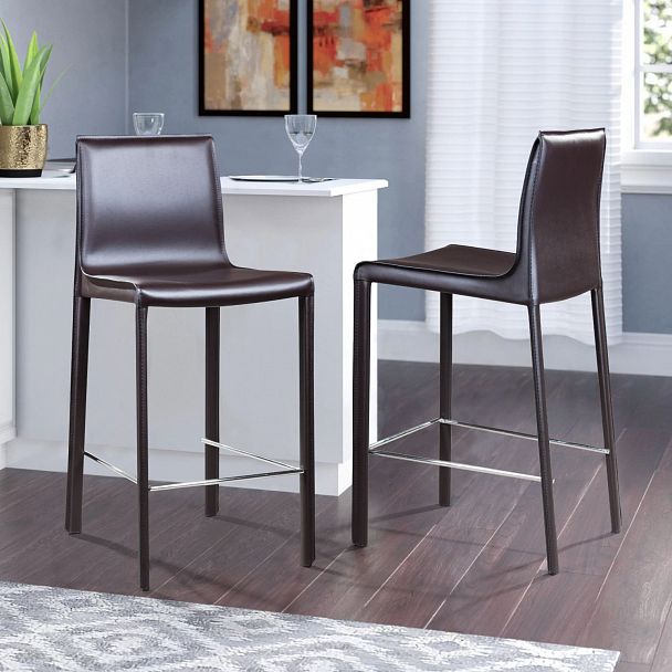 Стул полубарный Barrie, кожа коричневый - Вид 8