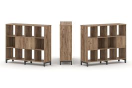Стайл Проджект Набор стеллажа 2-х сторон., 3 яр. SN.NSD-341 Дуб Табак/Металл Антрацит 1488*400*1248 - Фото предпросмотра