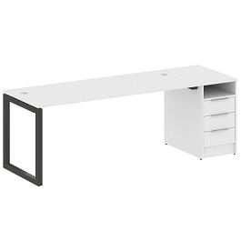 Metal System Quattro Р. ст. с тумбой на О-образном м/к 50БО.РС-СТП-1.5 Белый/Антрацит металл 2212*720*750 - Фото предпросмотра