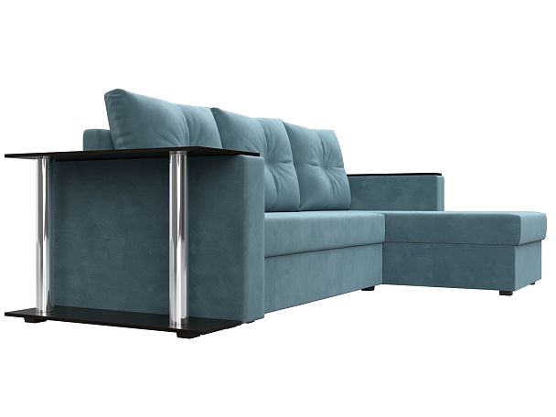 Угловой диван Атланта Лайт правый (полностью Велюр бирюзовый) - Вид 3