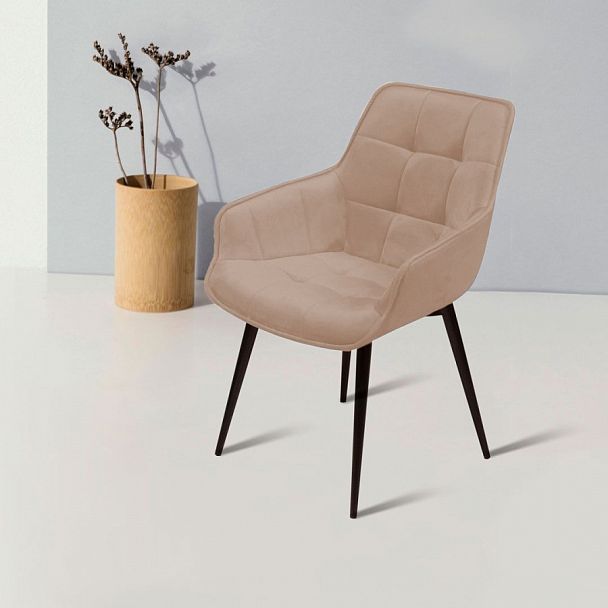 Стул с подлокотниками Capri, бархат бежевый 5 / опора конус - Вид 1