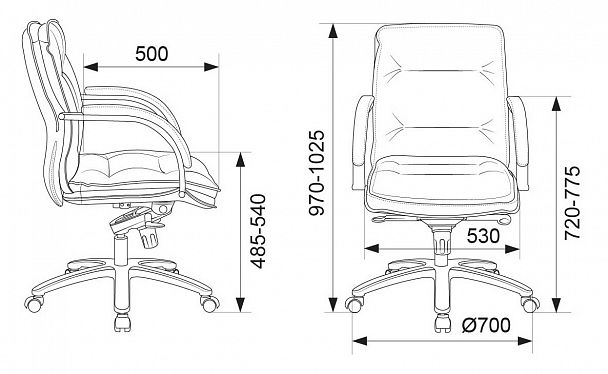 Кресло руководителя T-9927SL-LOW черный кожа низк.спин. крестовина металл хром - Вид 6