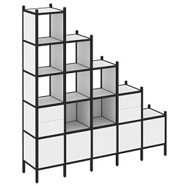 Loft Прямой стеллаж наборный VR.L-23 Белый бриллиант/Чёрный металл 2110*446*2280 - Фото предпросмотра