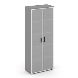 Стайл Проджект Шкаф высокий широкий (2 высоких фасада стекло сатин в раме) SN.STS-109 Серый Пепел/Са - Фото предпросмотра