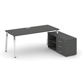 Style Project Direct Lux Стол письменный с греденцией правой M-SN-6A.SRG-023.M(R) Антрацит 1380*800*750 - Фото предпросмотра