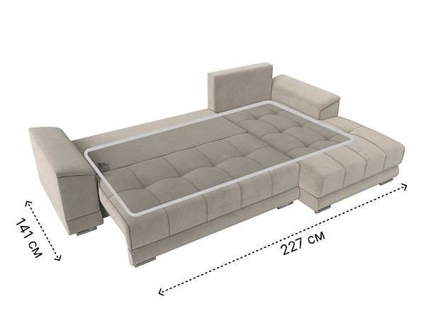 Угловой диван НордСтар правый угол Микровельвет бежевый - Вид 10
