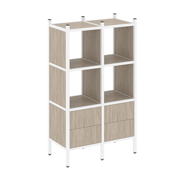 Loft Прямой стеллаж наборный VR.L-03 Дуб аттик/Белый металл 862*446*1458 - Вид 1