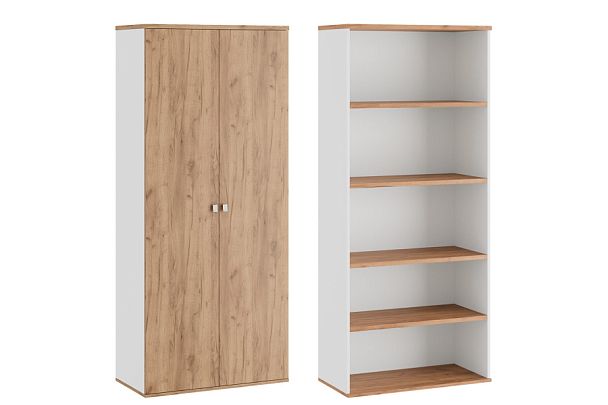 Шкаф для бумаг закрытый Tess 90x45x207 дуб крафт золотой - Вид 1