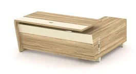 CORNER COR.SRT-18(L) Стол руководителя с опорной тумбой, левый Corner кабинет руководителя  ваниль - Фото предпросмотра