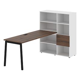 Стол-стеллаж ELRST 1117 Дуб Денвер тёмный/Черный/Белый 2190х1120х1355 EDIS - Фото предпросмотра