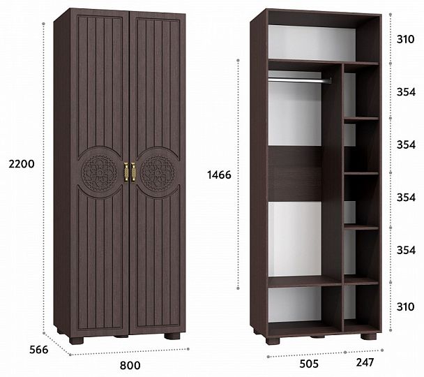 Шкаф платяной Монблан МБ-26К - Вид 3