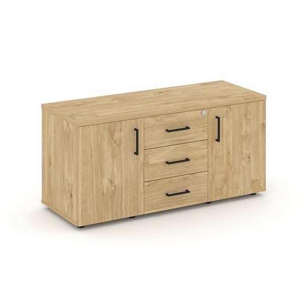 Стайл Проджект Тумба для оргтехники/сервисная SN.TS-002 Тиквуд Светлый/Черный Ручки 1206*460*576 - Вид 1