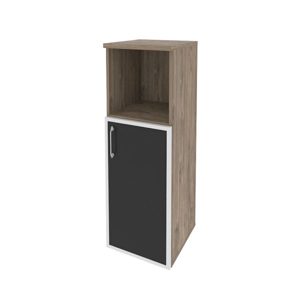 Onix Шкаф средний узкий правый O.SU-2.2 R (R) black Тиквуд темный/Стекло black 400*420*1207 - Вид 1