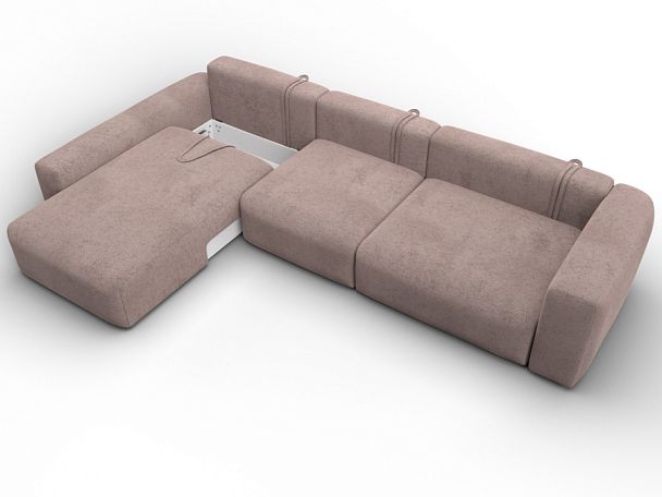 Диван угловой Лига-066 НПБ Лонг угол левый Велюр бежевый - Вид 8
