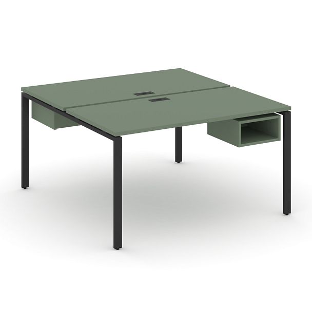 Concept Рабочая станция 2 сторонняя с подвесными тумбами на 2 места CN.DRS-101 Кобо/Металл Черный 980*1480*750 - Вид 1